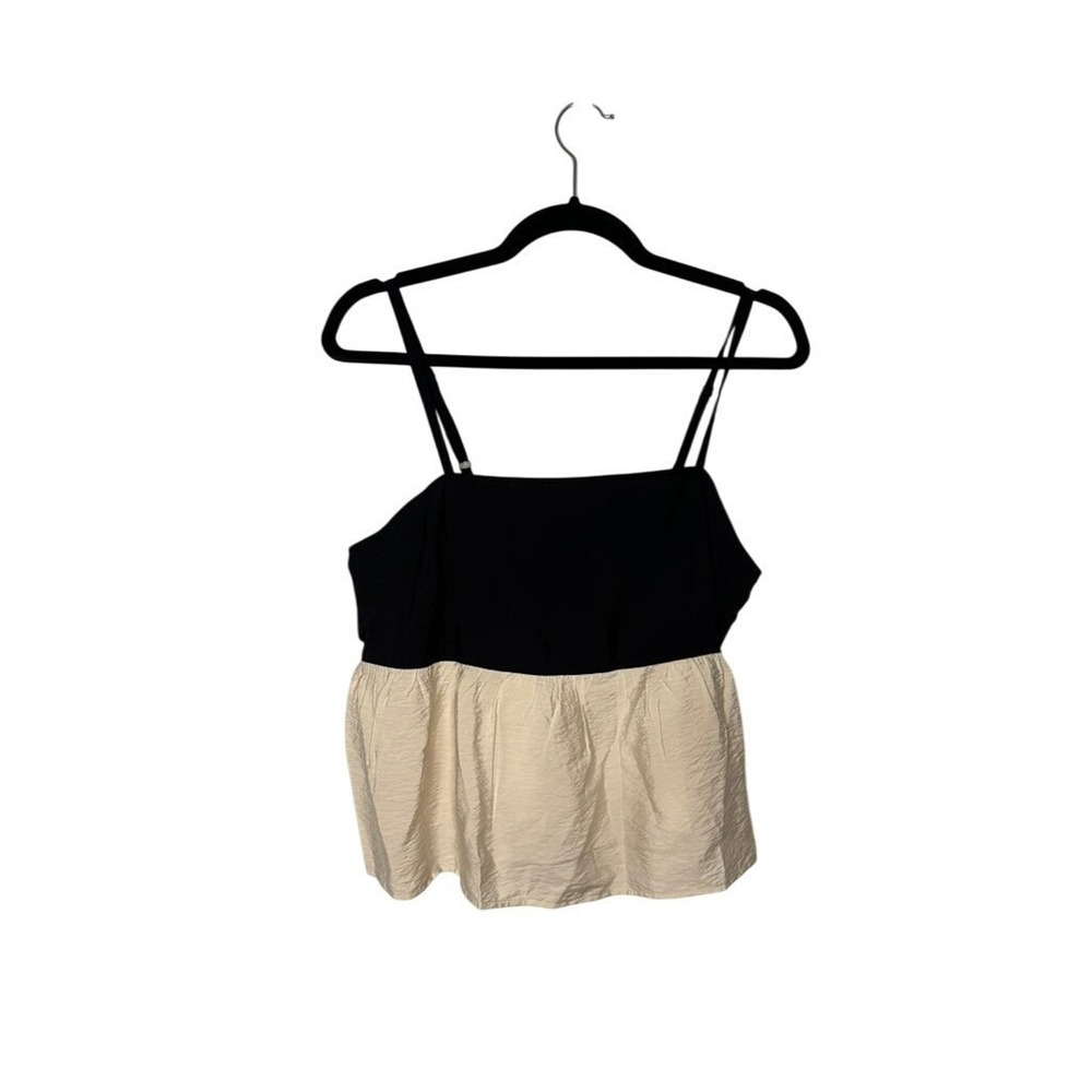 LOFT Black Beige Tank Top Sleeveless Adjustable Straps Casual Blouse Size 8